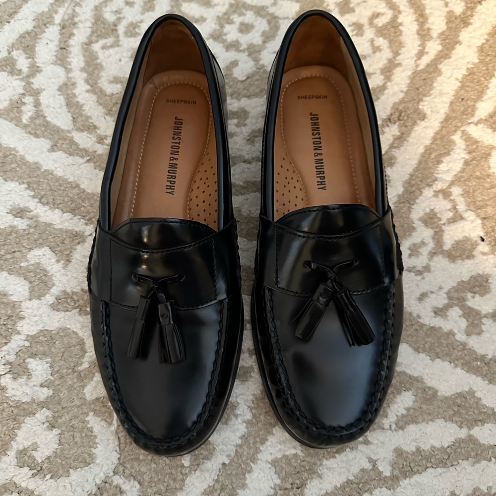 151095 PF50 HAYES MEN SHOE 8.5 M BLACK LEATHER SLIP-ON BY JOHNSTON & MURPHY